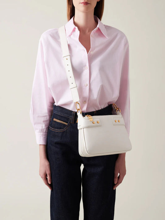 Sac bandoulière "Clara" en cuir lisse blanc